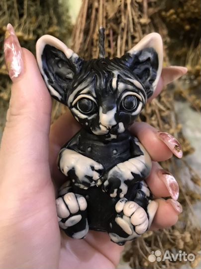 Восковая свеча котенок кот сфинкс