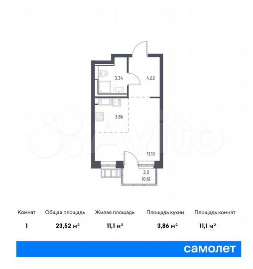Квартира-студия, 23,5 м², 3/17 эт.