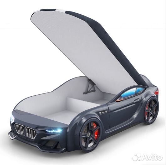 Детская кровать с матрасом машина