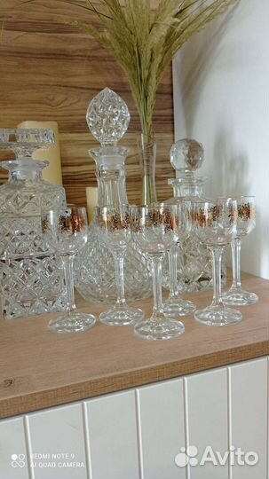 Хрусталь Чехия. Штоф, рюмки, конфетница