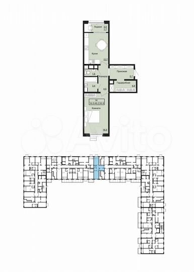 1-к. квартира, 50,9 м², 1/12 эт.