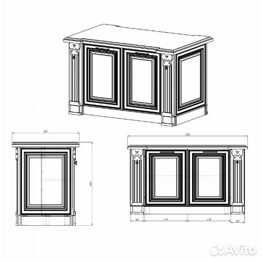 Кухонный остров «Венеция» (Арида), крем/золото
