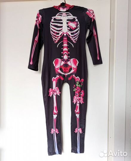 Комбинезон скелет для танцев, гимнастики 134-140