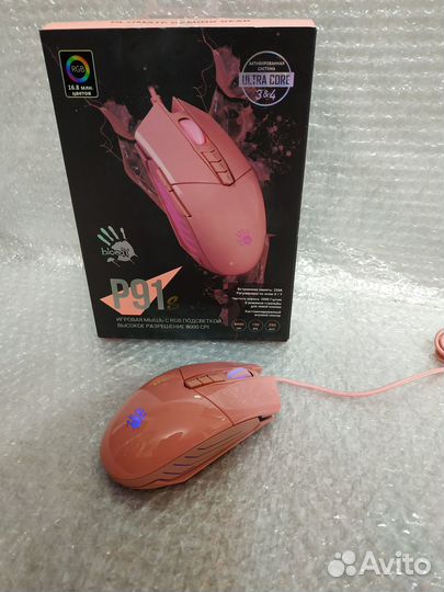 Игровая мышка A4Tech Bloody P91s розовая