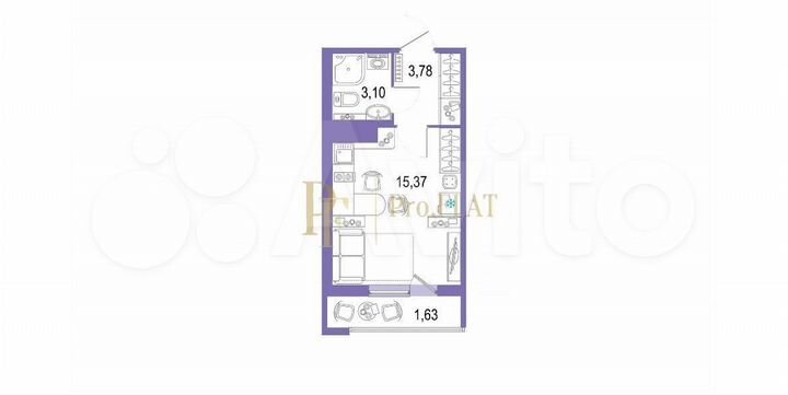 Квартира-студия, 23,9 м², 15/22 эт.