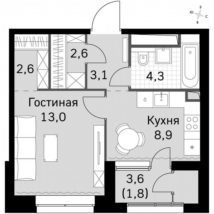 1-к. квартира, 36,4 м², 23/23 эт.