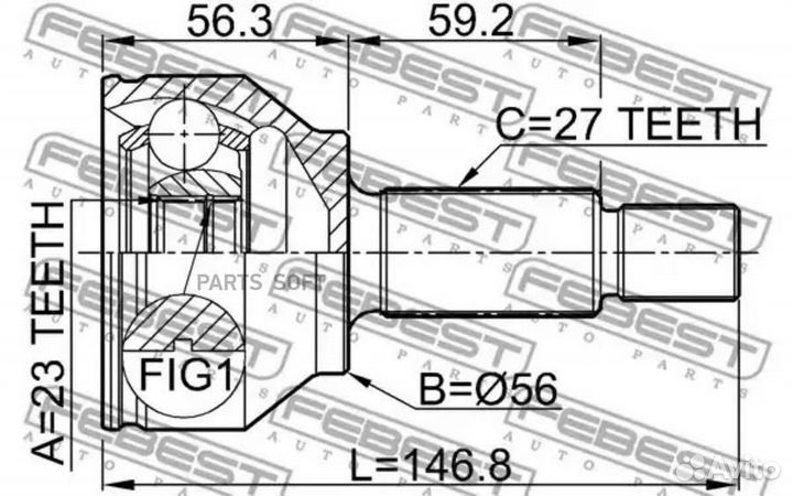 Febest 2110-GE Шрус наружный 23x56x27