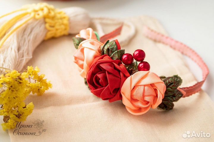 Ободок для волос с розами