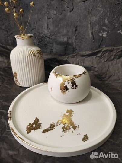 Подсвечник. Свеча. Подарок. Изделия из гипса