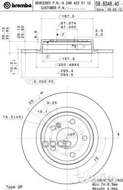 Диск тормозной задн. с уф покрытием mercedes-BE