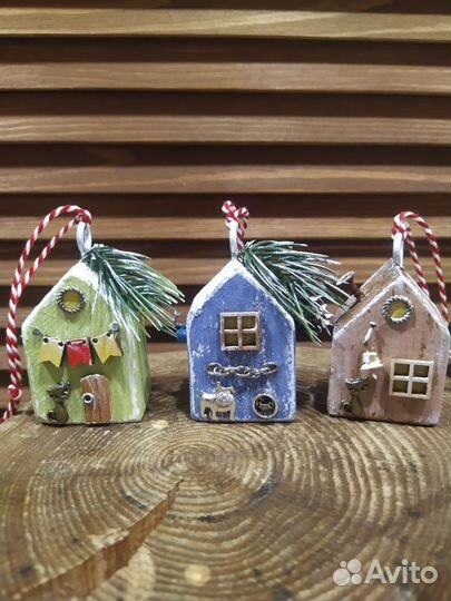 Новогодние домики из дерева