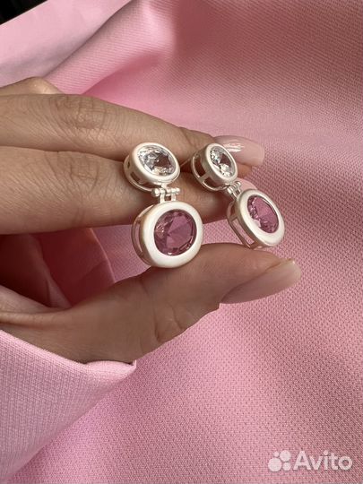 Серьги матовые с камнями