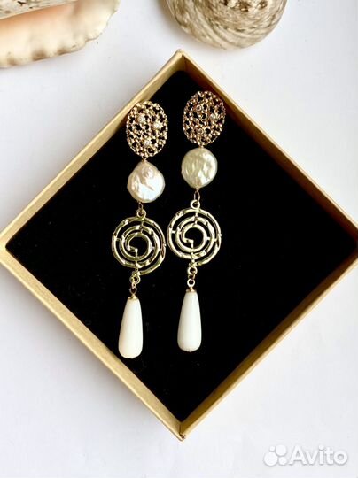 Серьги с жемчугом и перламутром