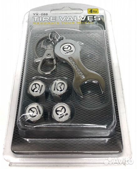 Колпачки на ниппеля - Mazda (с ключом/серый) (Серы