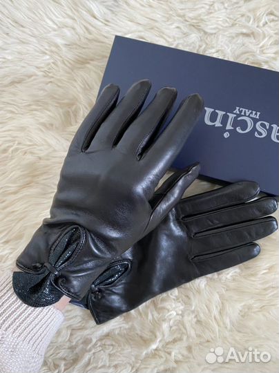 Перчатки женские кожаные новые 7 зимние