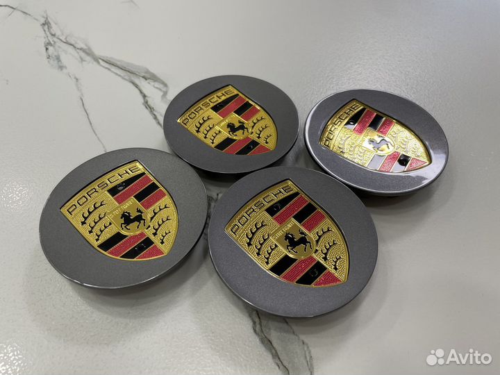 Колпачки в диски Porsche 76 мм колесные графитовые