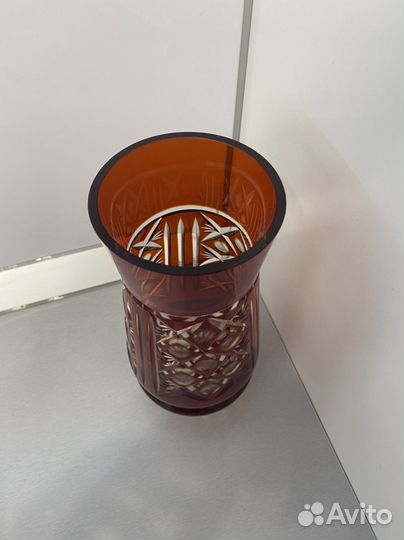 Ваза красный рубиновый цветной хрусталь СССР