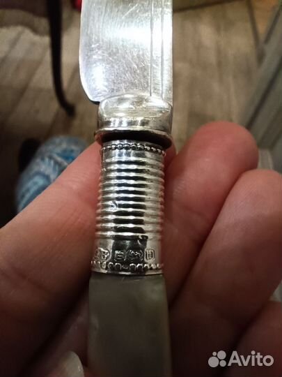 Раритетный нож серебро, перламутр, Англия