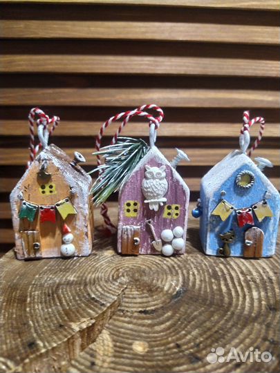 Новогодние домики из дерева