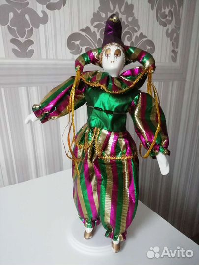 Редкая коллекционная кукла Mardi Gras.Арлекин 34см