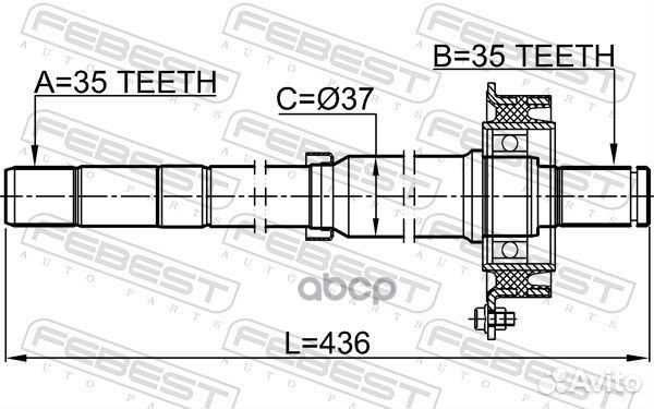Полуось правая 35X437X35 2112-ESC Febest