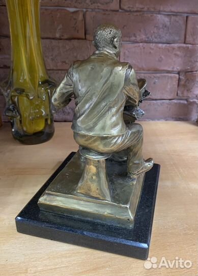 Красивая бронзовая статуэтка Барабанщик, джазмэн