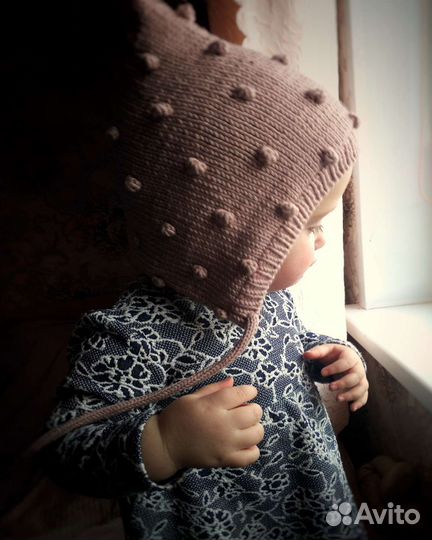 Шапочка из мериноса эльф, эльф с шишечками