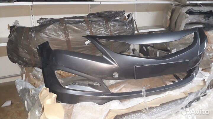 Бампер передний серый Hyundai Solaris 14-17