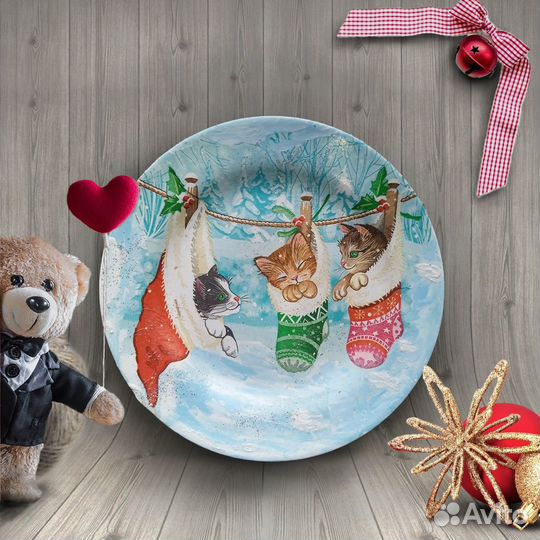 Подарочная новогодняя тарелка Настенная