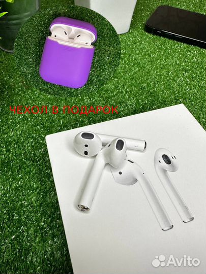 Airpods 2 (с гарантией, новые + чехол)