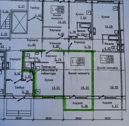 1-к. квартира, 44,8 м², 1/9 эт.