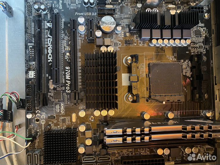 Мат плата am3+ asrock 970m pro 3/ озу 16gb