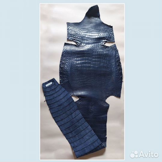 Кожа крокодила синяя 52см*182см
