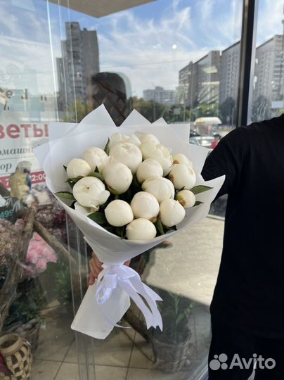 Букет из 17шт Пионы