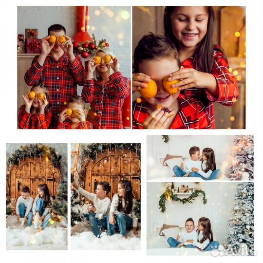 Новогодняя фотосессия в студии, с щенками