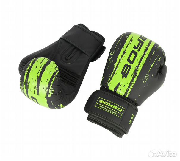 Перчатки для бокса BoyBo Stain зеленые (10 oz)