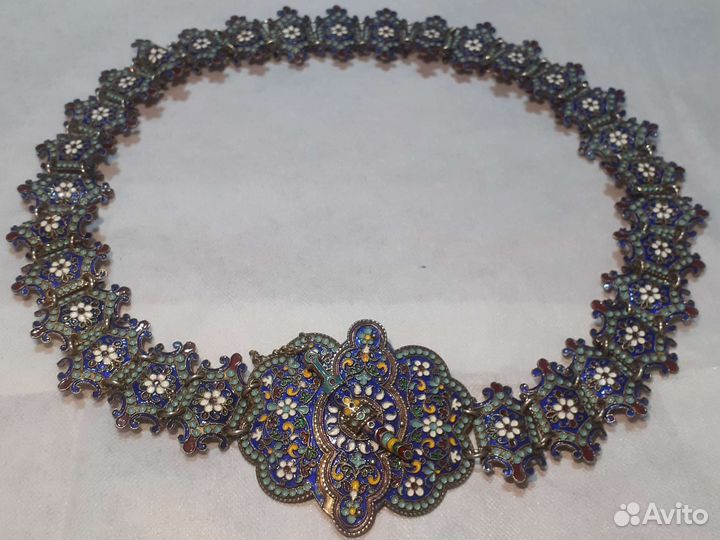 Женский серебряный пояс с эмалью