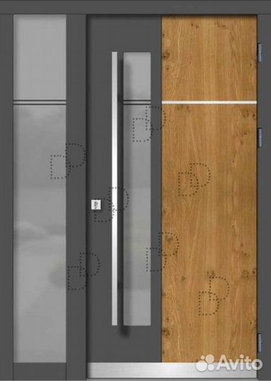 Уличная металлическая дверь с боковым стеклом