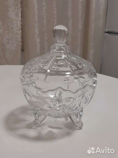 Хрустальная конфетница с крышкой. СССР