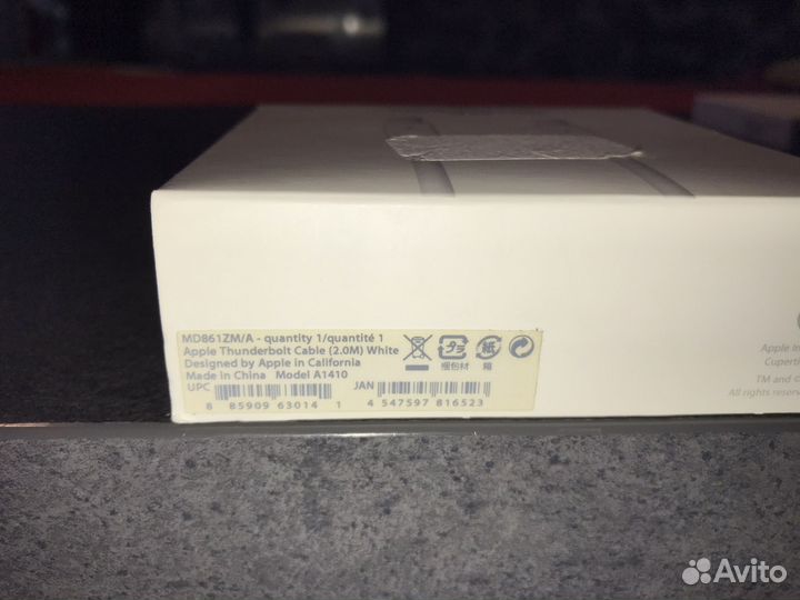 Кабель apple tunderbolt cable A1410 2m