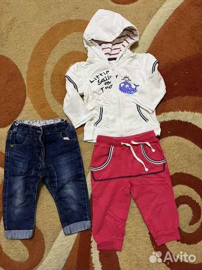 Джинсы и спортивный костюм для девочки р.80