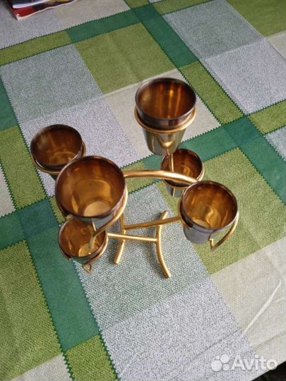 Набор рюмки мельхиор с позолотой