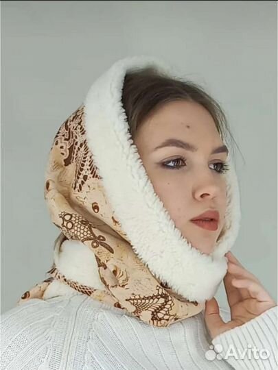 Зимний платок экозамша