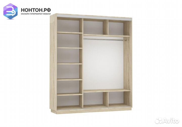 Шкаф-купе Нонтон 3-дверный с зеркалом сонома / бел