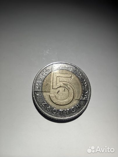 Монета 5 злотых Польша