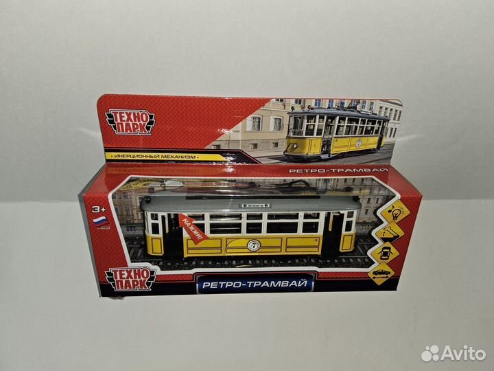 Машинка Технопарк Ретро - Трамвай, 16,5 см