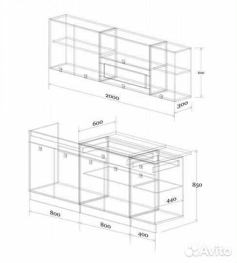 Кухонный гарнитур новый Виола 2.0 м