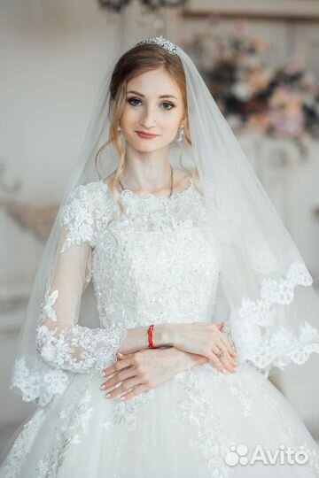 Свадебное платье,фата,подъюбник 42-44