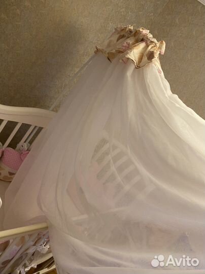 Бортики и балдахин в кроватку для девочки