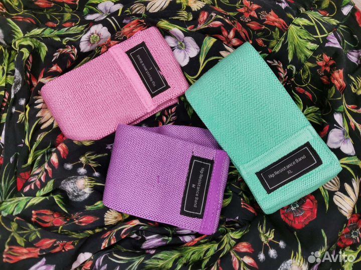 Набор тканевых фитнес-резинок 3шт(10, 17 и 25 кг)